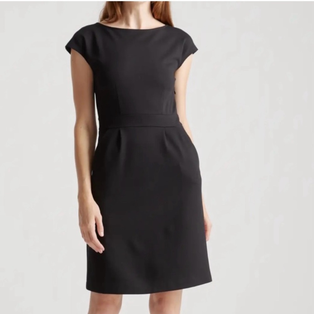 Quince Ultra-Stretch Ponte Cap Sleeve Navy Blue Dress | M